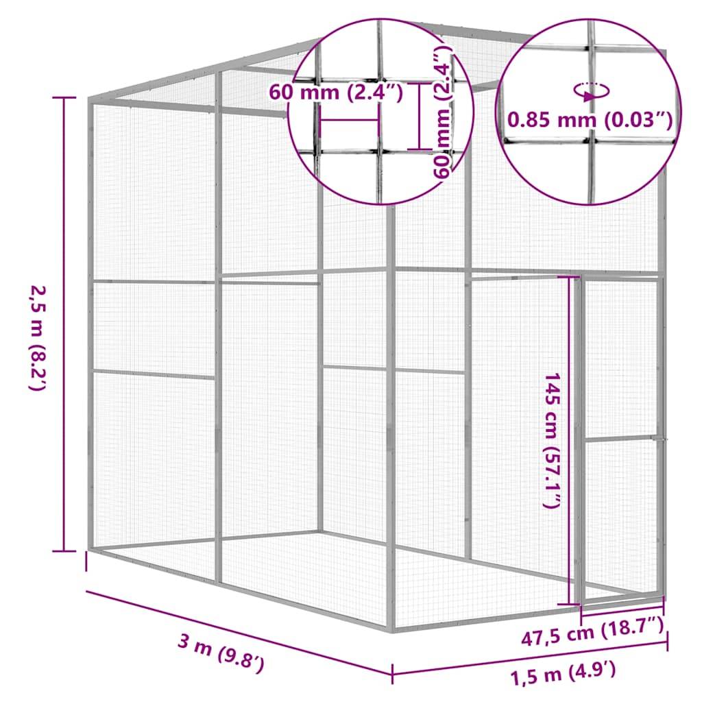 Vidaxl - Cage pour chat 3x1,5x2,5 m Acier galvanisé vidaXL 146360 - Image 3