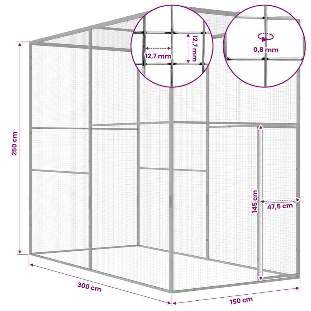 Vidaxl - Cage pour chat 3x1,5x2,5 m Acier galvanisé vidaXL 146360 - Image 3