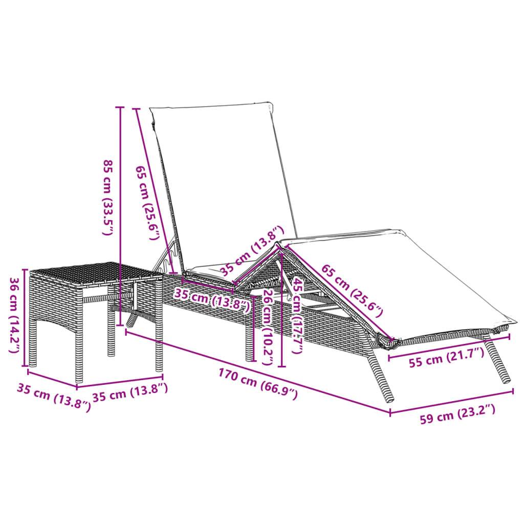 Paire Lits de Soleil Résine Tressée Table et Coussins Gris Clair – ComfortXL Outdoor Living - Image 6