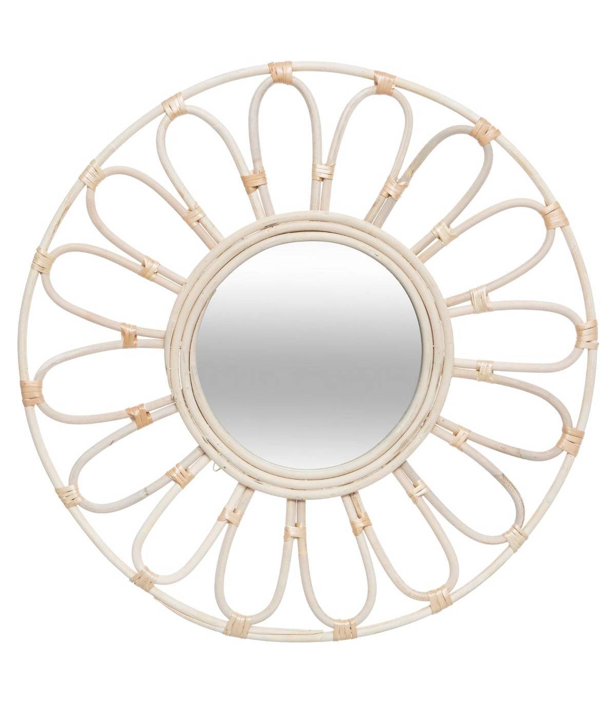 Miroir mural Fleur en Rotin D 56 cm - Image 1