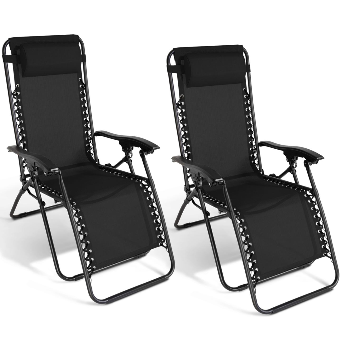 IDMARKET - Lot de 2 fauteuils de jardin inclinables RELAX grand confort noir - Image 2