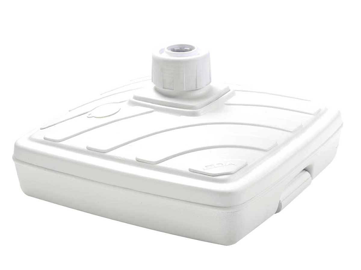 Eda - Pied de parasol carré en plastique à remplir 40 L - Blanc