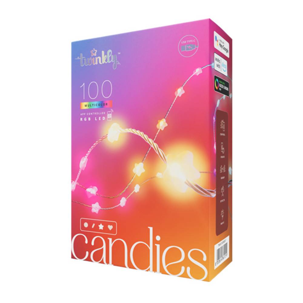 Guirlande étoile connectée IP20 6m 100 LEDS RGB fil transparent TWINKLY CANDIES - Image 1