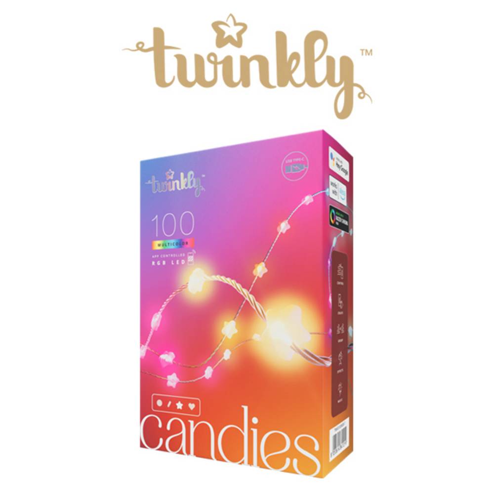 Guirlande étoile connectée IP20 6m 100 LEDS RGB fil transparent TWINKLY CANDIES - Image 2