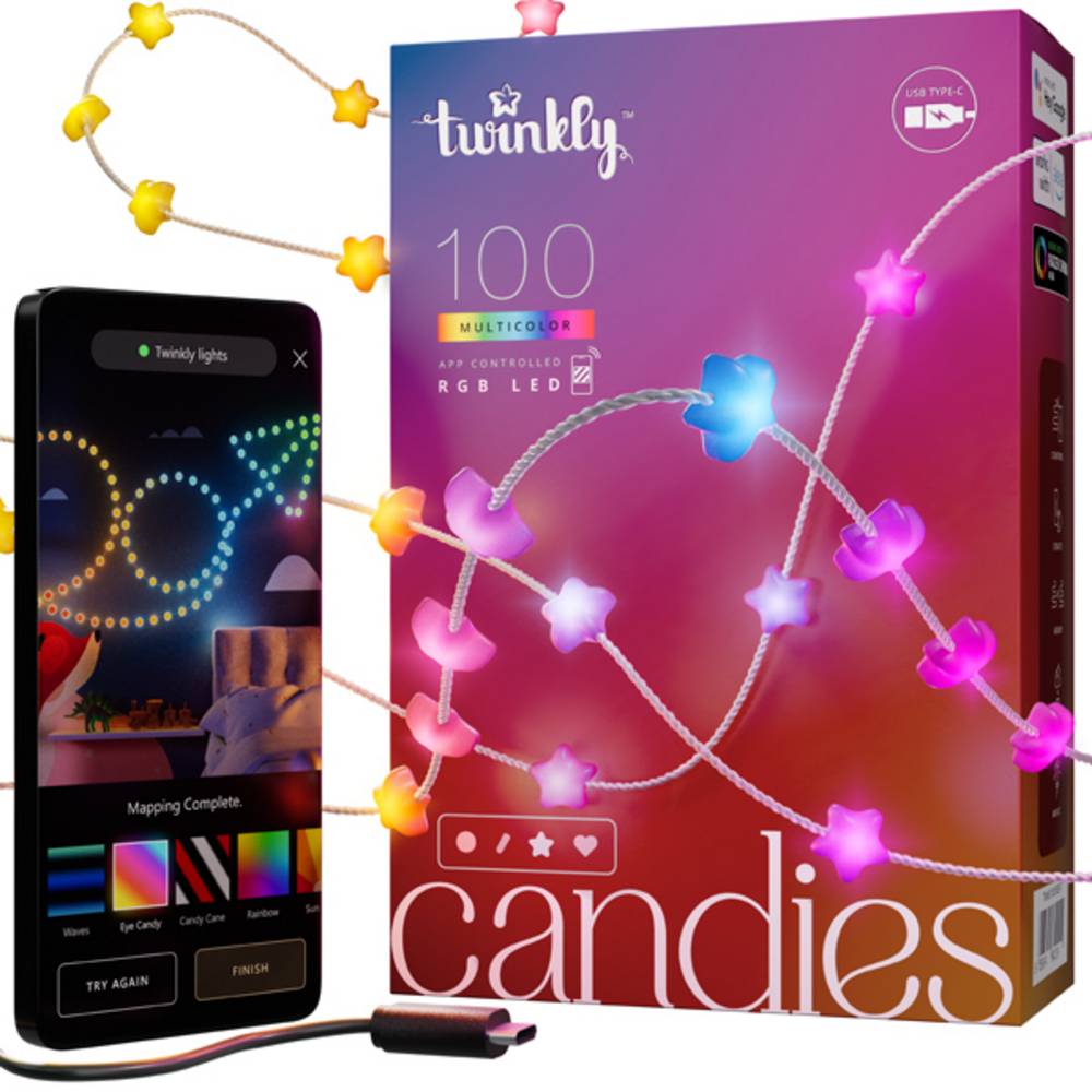 Guirlande étoile connectée IP20 6m 100 LEDS RGB fil transparent TWINKLY CANDIES - Image 3
