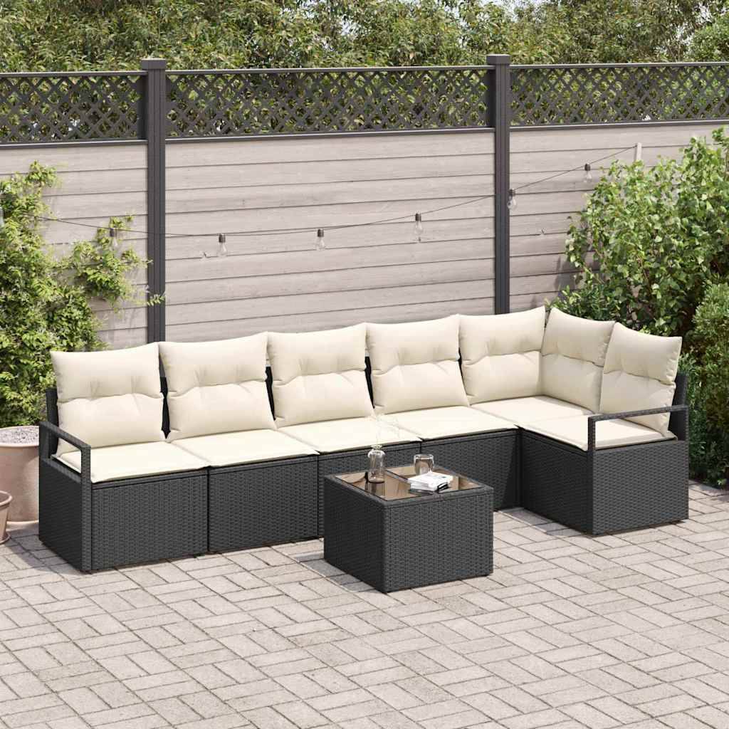 Salon de jardin 6 places en polyrotin avec table basse modulable Noir – ComfortXL Outdoor Living - Image 1