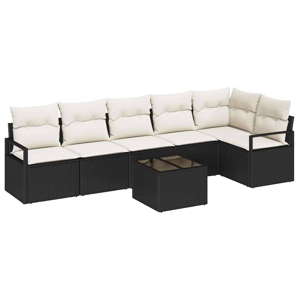 Salon de jardin 6 places en polyrotin avec table basse modulable Noir – ComfortXL Outdoor Living - Image 2