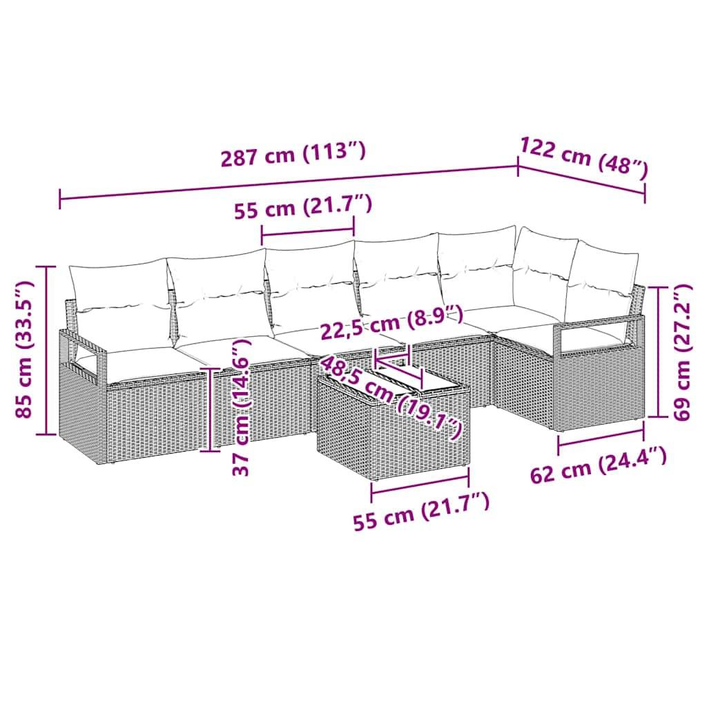 Salon de jardin 6 places en polyrotin avec table basse modulable Noir – ComfortXL Outdoor Living - Image 9