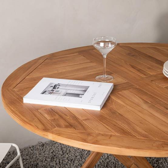 Table de Jardin Ronde "Kenya" 120cm Naturel - Image 4