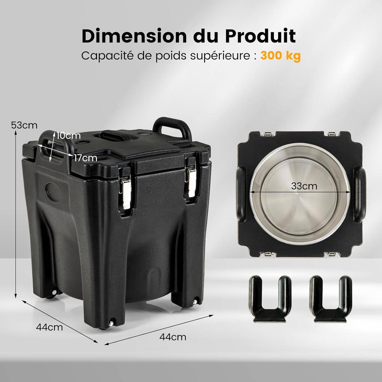 Alnemy Chauffe-Aliments 14L - Récipient Isotherme Transport Aliments Boissons Isolation Forte Acier Inoxydable