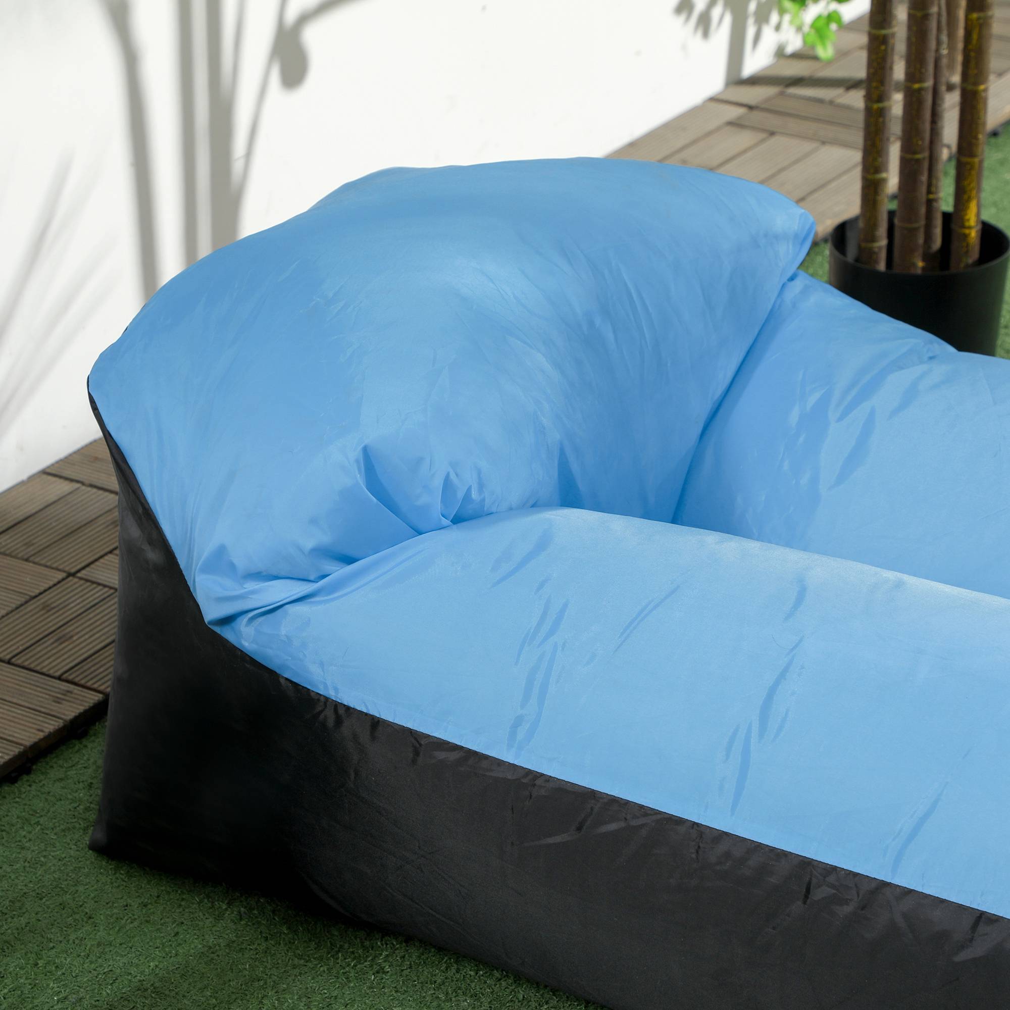 Outsunny - Hamac gonflable transat gonflable pliable en sac avec bandoulière double couche PE nylon bicolore bleu noir - Outsunny - Image 9