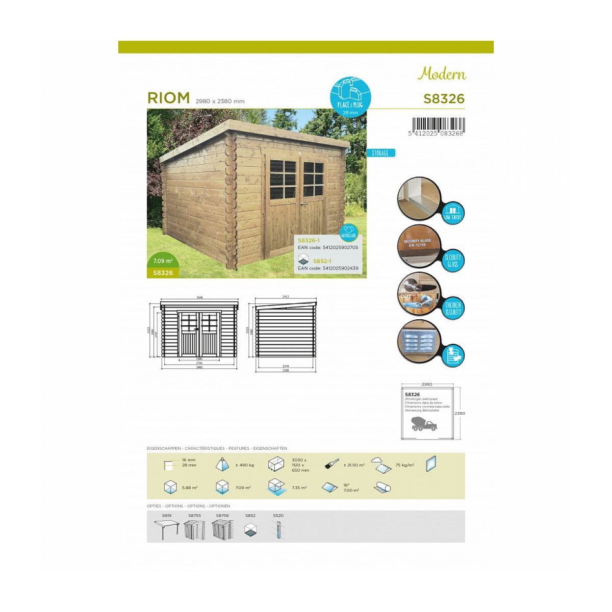 Abri de jardin en bois RIOM 2980X2380 - SOLID, moderne et sécurisé - Image 2