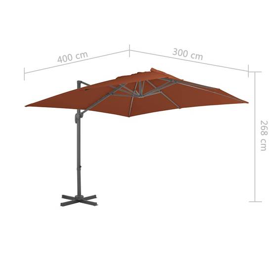Parasol déporté aluminium terre cuite 400 x 300 x 268 cm - PANGIVO - Image 8