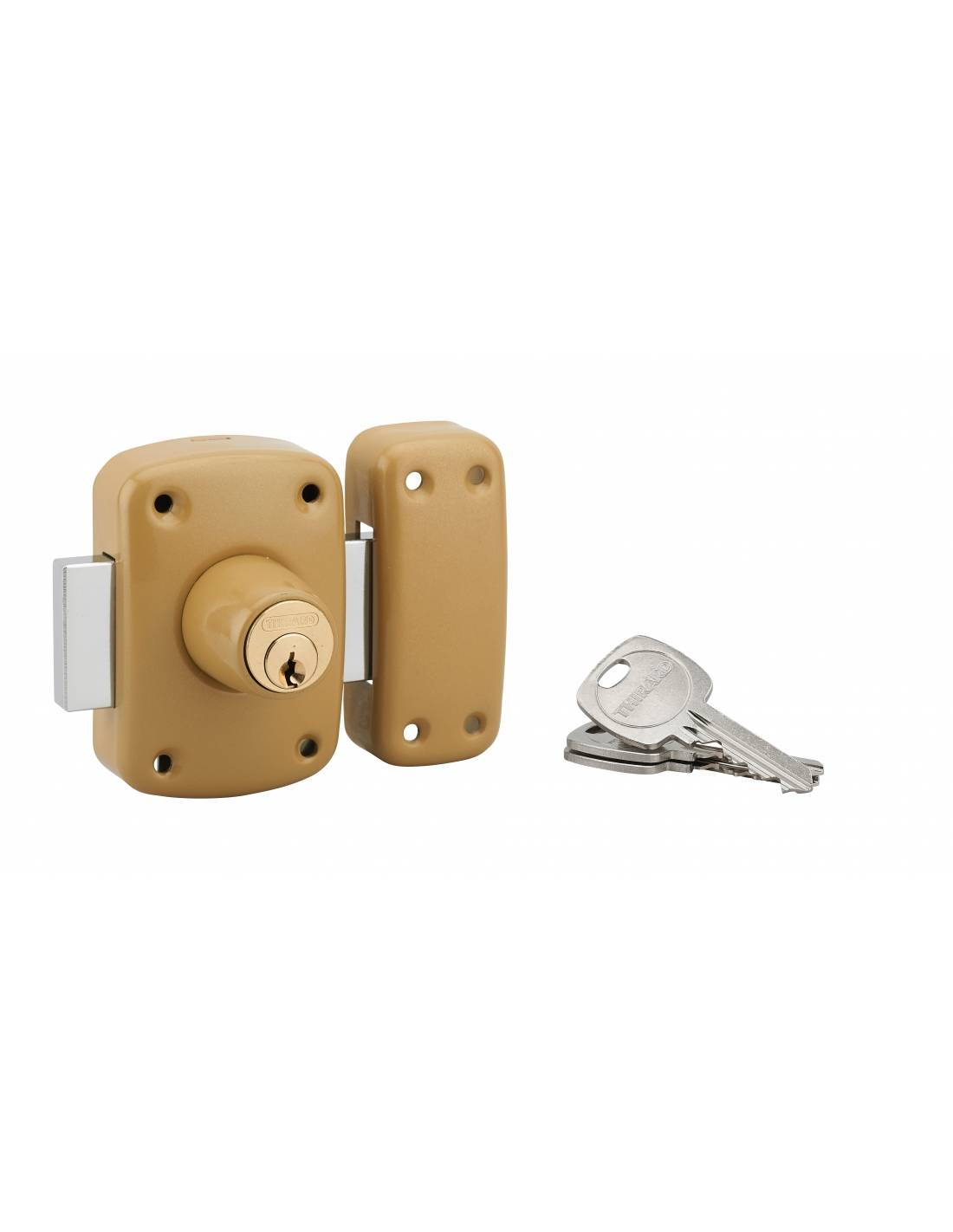 Verrou double entrée Corvette pour porte d'entrée, cylindre 45mm, acier, 3 clés, époxy bronze - THIRARD - Image 1