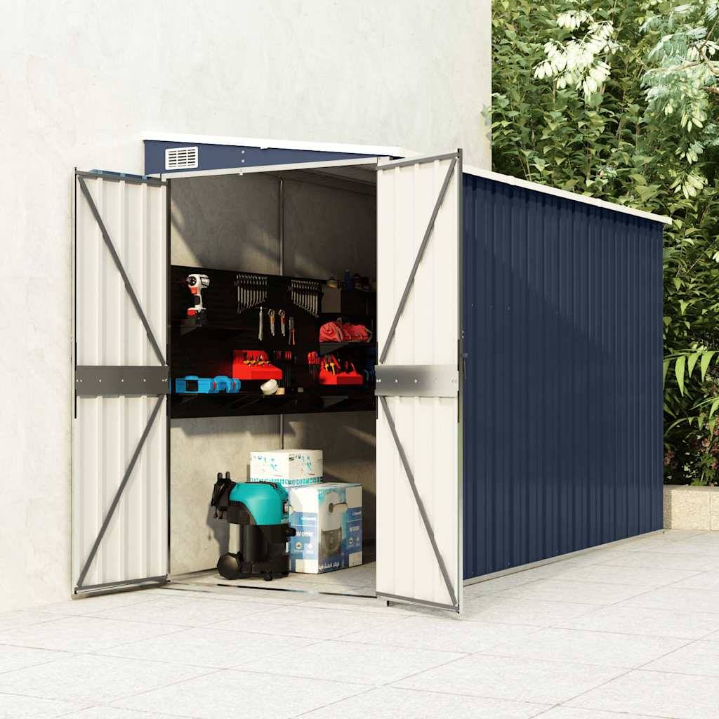 Abri de jardin mural Acier galvanisé Double porte Rangement outils 118x288x178cm Anthracite - ComfortXL Outdoor Living - Image 1