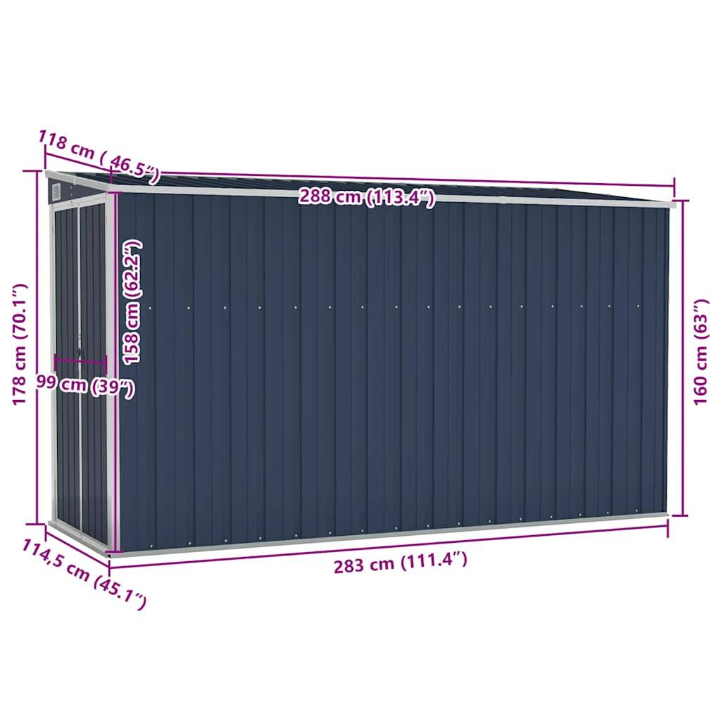 Abri de jardin mural Acier galvanisé Double porte Rangement outils 118x288x178cm Anthracite - ComfortXL Outdoor Living - Image 7