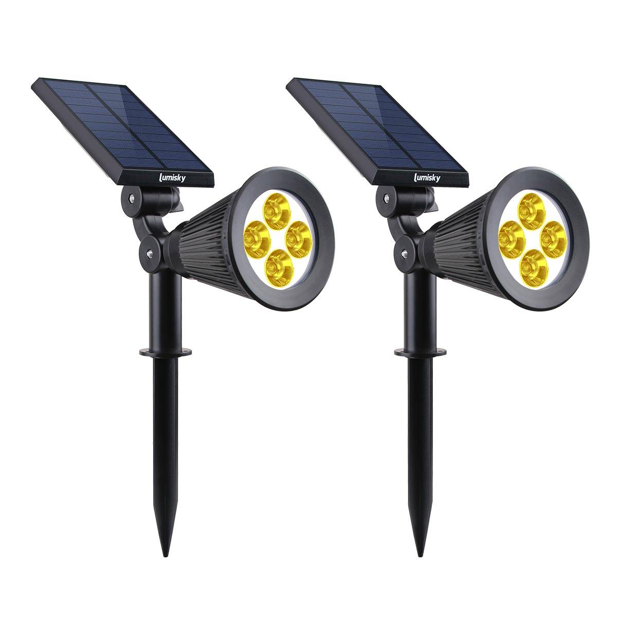 Lumisky - 2 Spots solaires projecteurs SPIKY Blanc chaud 100LM - Image 1