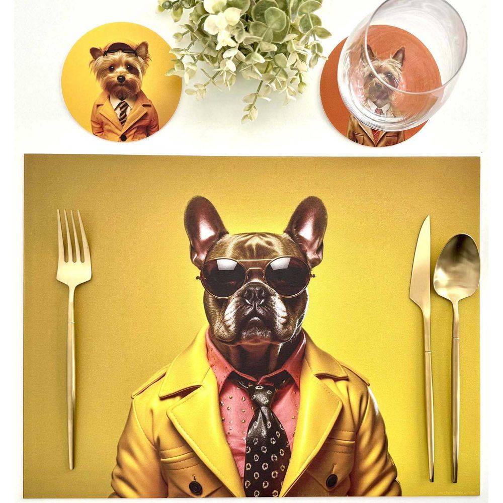 Set de table en vinyle 40 x 30 cm Funny dog Lot de 2 sets de table assortis - Image 2
