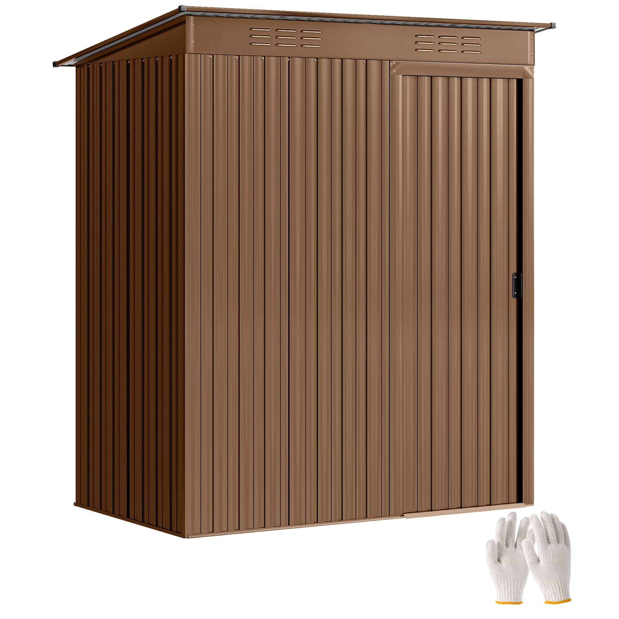 Abri de jardin acier galvanisé rangement extérieur porte coulissante 159x106x181cm marron - ComfortXL Outdoor Living - Image 1