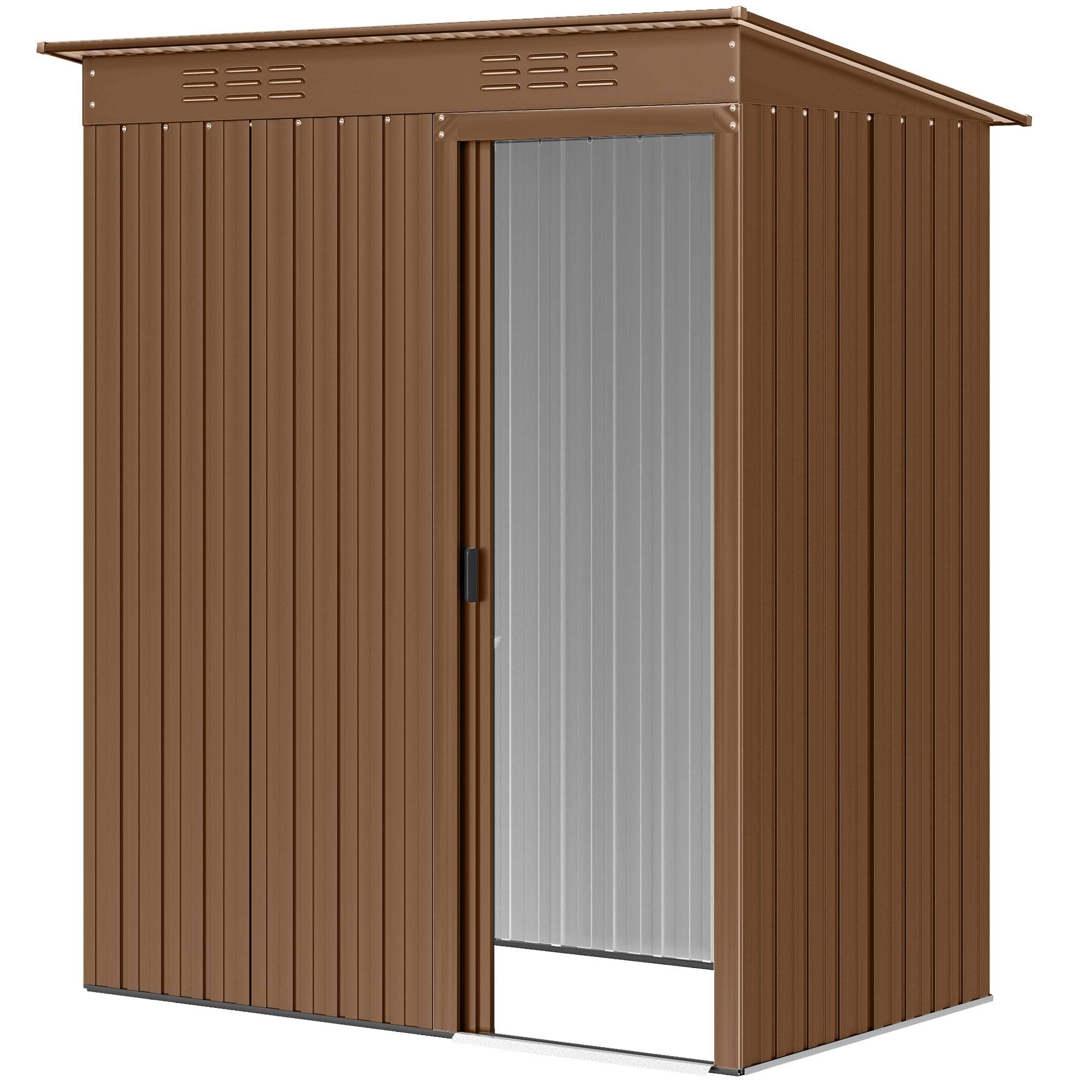 Abri de jardin acier galvanisé rangement extérieur porte coulissante 159x106x181cm marron - ComfortXL Outdoor Living - Image 2