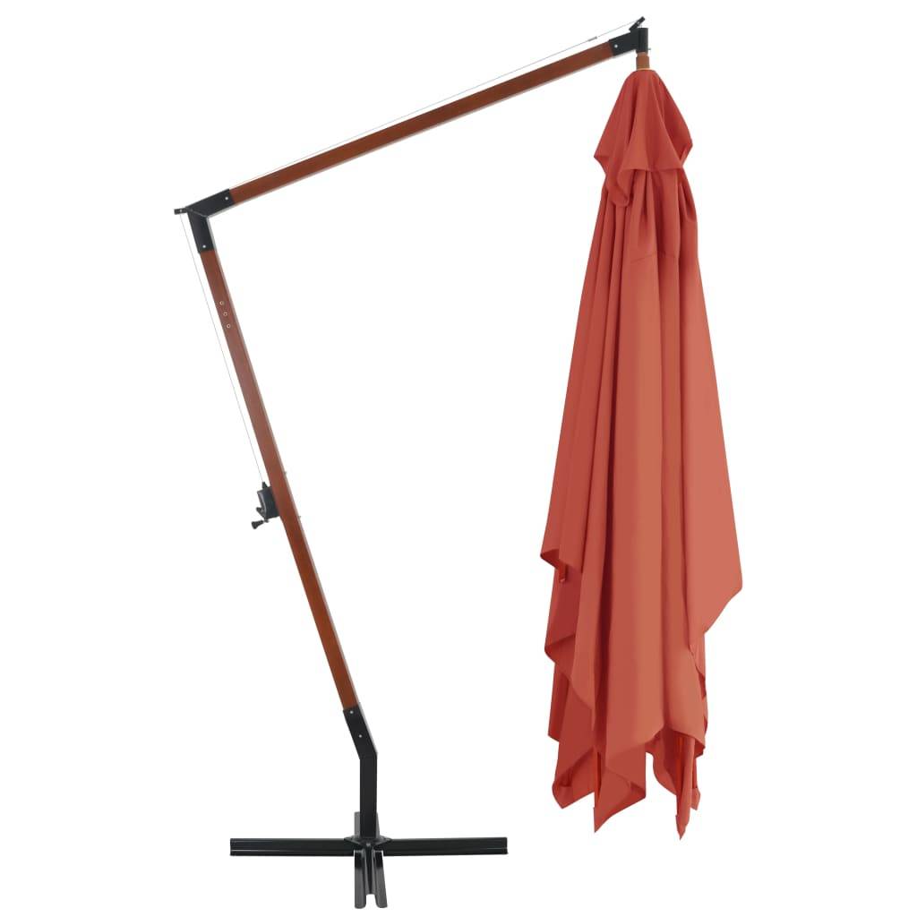 Helloshop26 - Parasol meuble de jardin en porte-à-faux avec mât en bois 400 x 300 cm terre cuite - Image 3