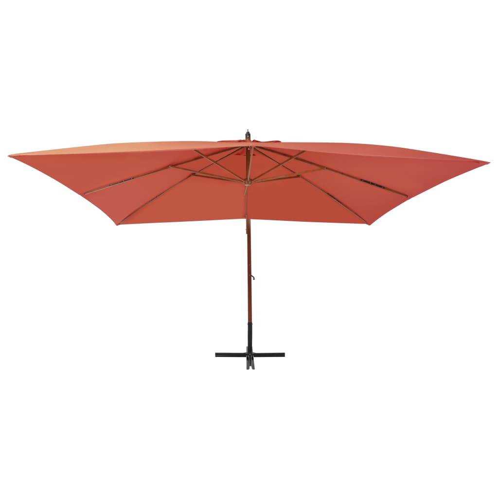 Helloshop26 - Parasol meuble de jardin en porte-à-faux avec mât en bois 400 x 300 cm terre cuite - Image 2