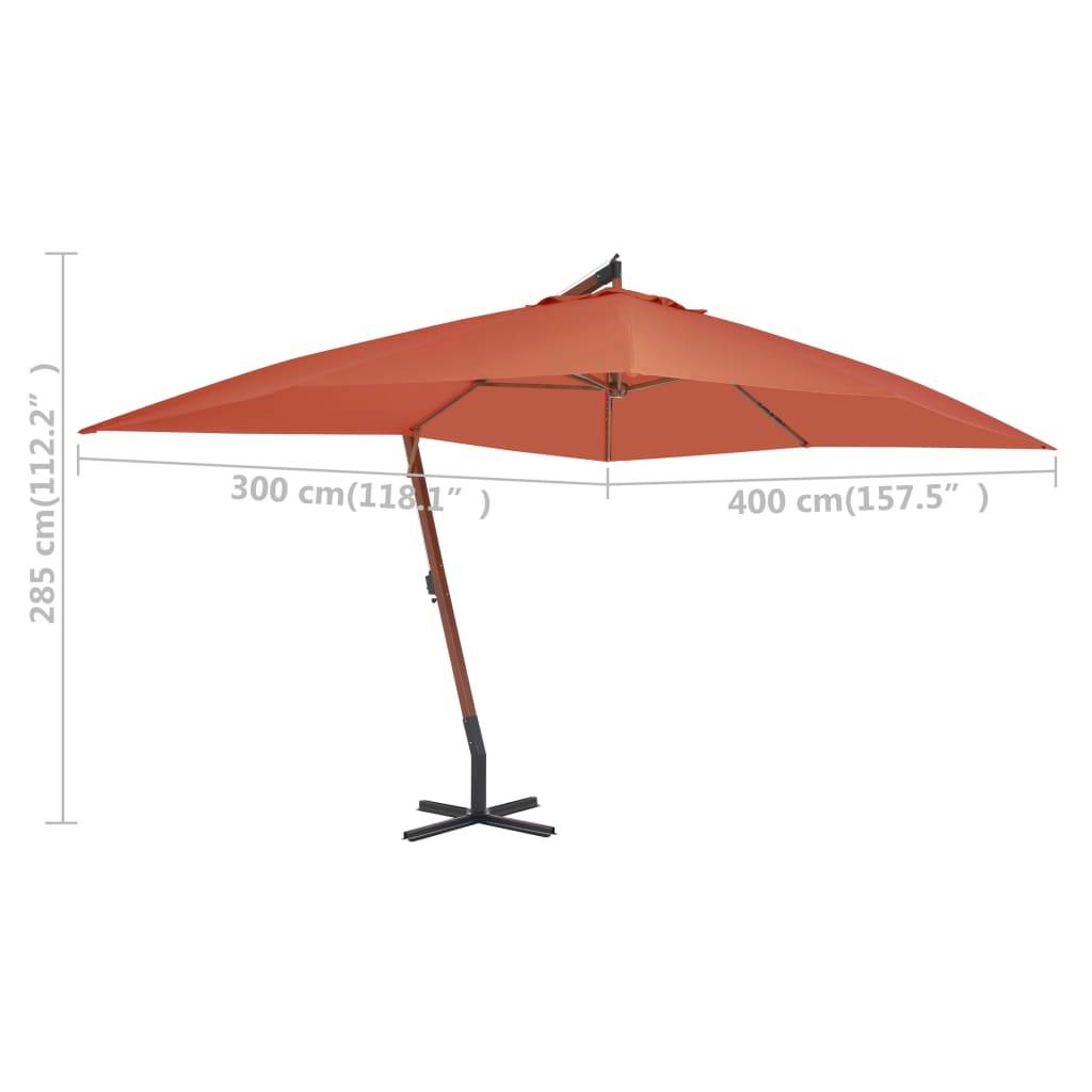Helloshop26 - Parasol meuble de jardin en porte-à-faux avec mât en bois 400 x 300 cm terre cuite - Image 5