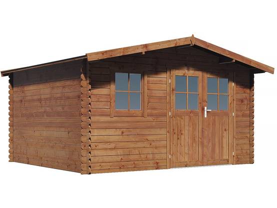 Abri de jardin bois traité 14 m² ép. 28 mm marron – Habitat et Jardin - Image 2