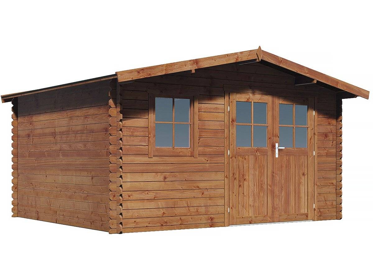 Abri de jardin bois traité 14 m² ép. 28 mm marron – Habitat et Jardin - Image 2