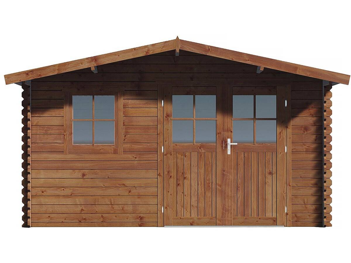 Abri de jardin bois traité 14 m² ép. 28 mm marron – Habitat et Jardin - Image 4