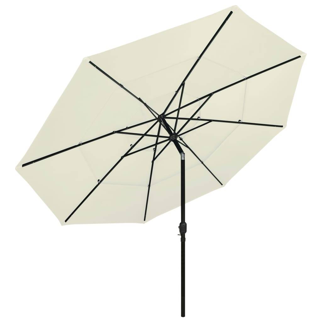 Helloshop26 - Parasol à 3 niveaux avec mât en aluminium 3,5 m sable - Image 2