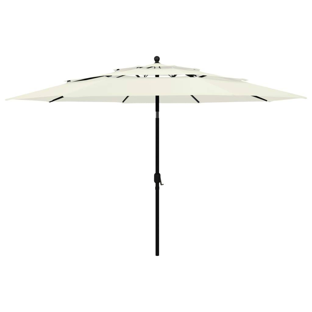 Helloshop26 - Parasol à 3 niveaux avec mât en aluminium 3,5 m sable - Image 1