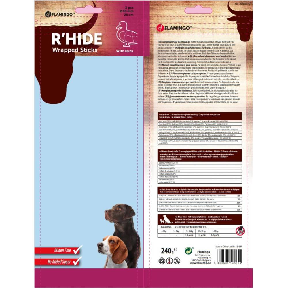 animallparadise - Friandise 3 bâtons a mâcher ø 3 cm x 25 cm au canard 240 g pour chien. - Image 8
