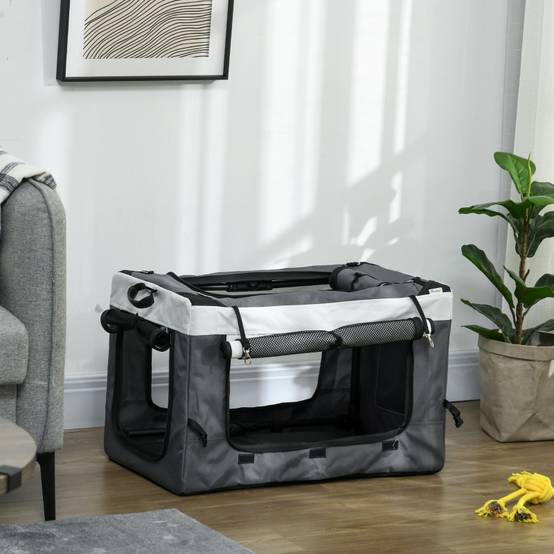 Poussette polyester chien chat pliable avec panier amovible 81x58x97cm gris - ComfortXL Outdoor Living - Image 8