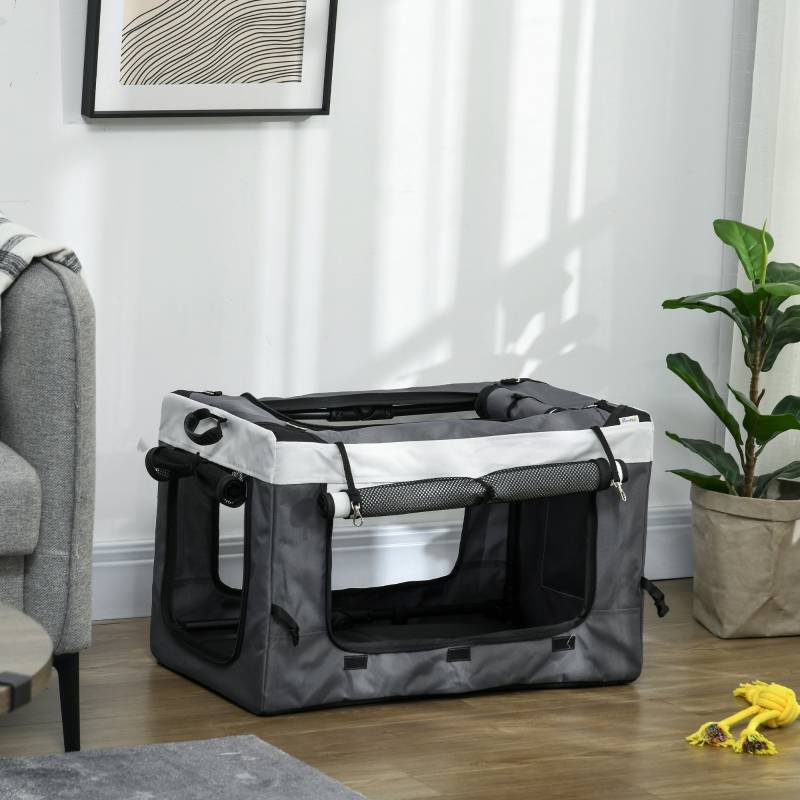 Poussette polyester chien chat pliable avec panier amovible 81x58x97cm gris - ComfortXL Outdoor Living - Image 8