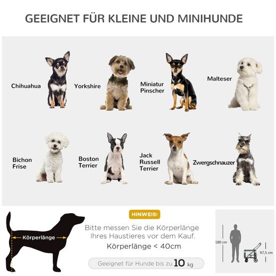 Poussette polyester chien chat pliable avec panier amovible 81x58x97cm gris - ComfortXL Outdoor Living - Image 4