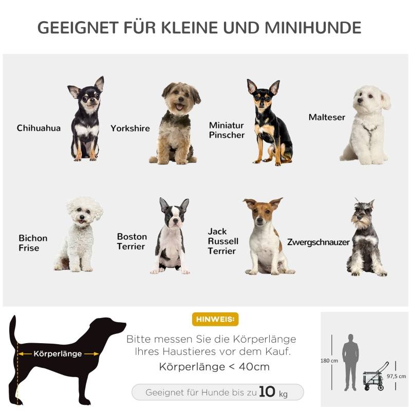 Poussette polyester chien chat pliable avec panier amovible 81x58x97cm gris - ComfortXL Outdoor Living - Image 4