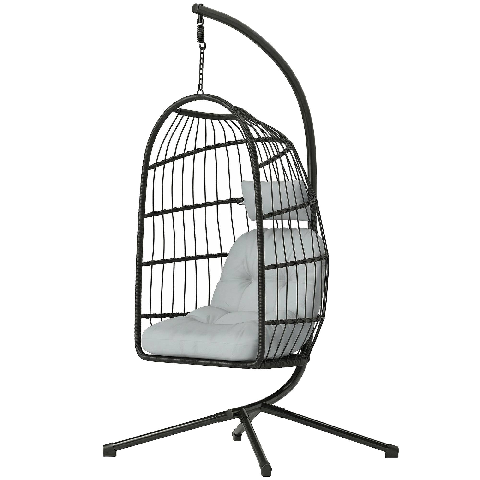 Fauteuil suspendu résine tressée gris 105 x 101 x 196 cm - PANGIVO - Image 2