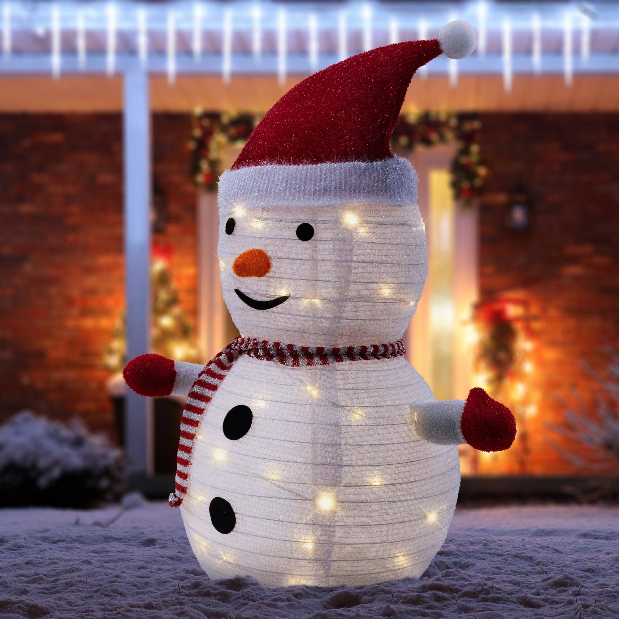 Ecd-Germany - Bonhomme de neige LED décoration avec bonnet écharpe gants 68cm figurine d'hiver - Image 8