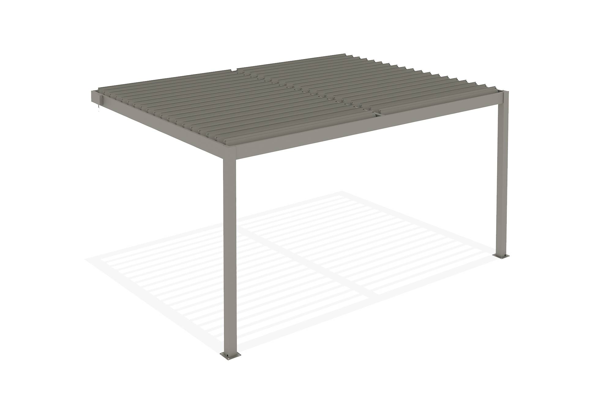 Pergola bioclimatique adossée 4x3 m PIANA aluminium taupe - lames orientables - Image 8