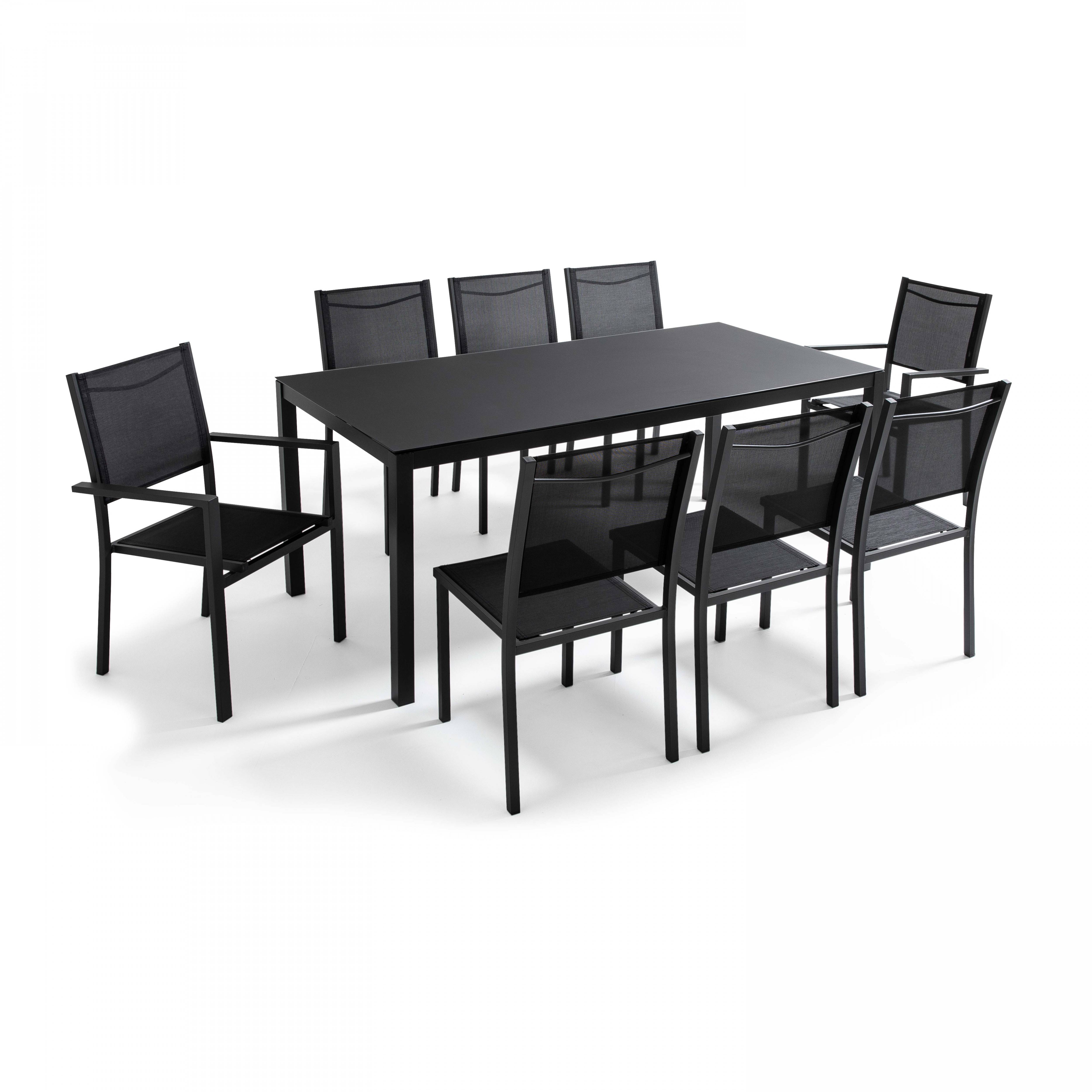 Oviala - Ensemble table de jardin et 8 chaises en aluminium gris anthracite - Oviala - Image 1