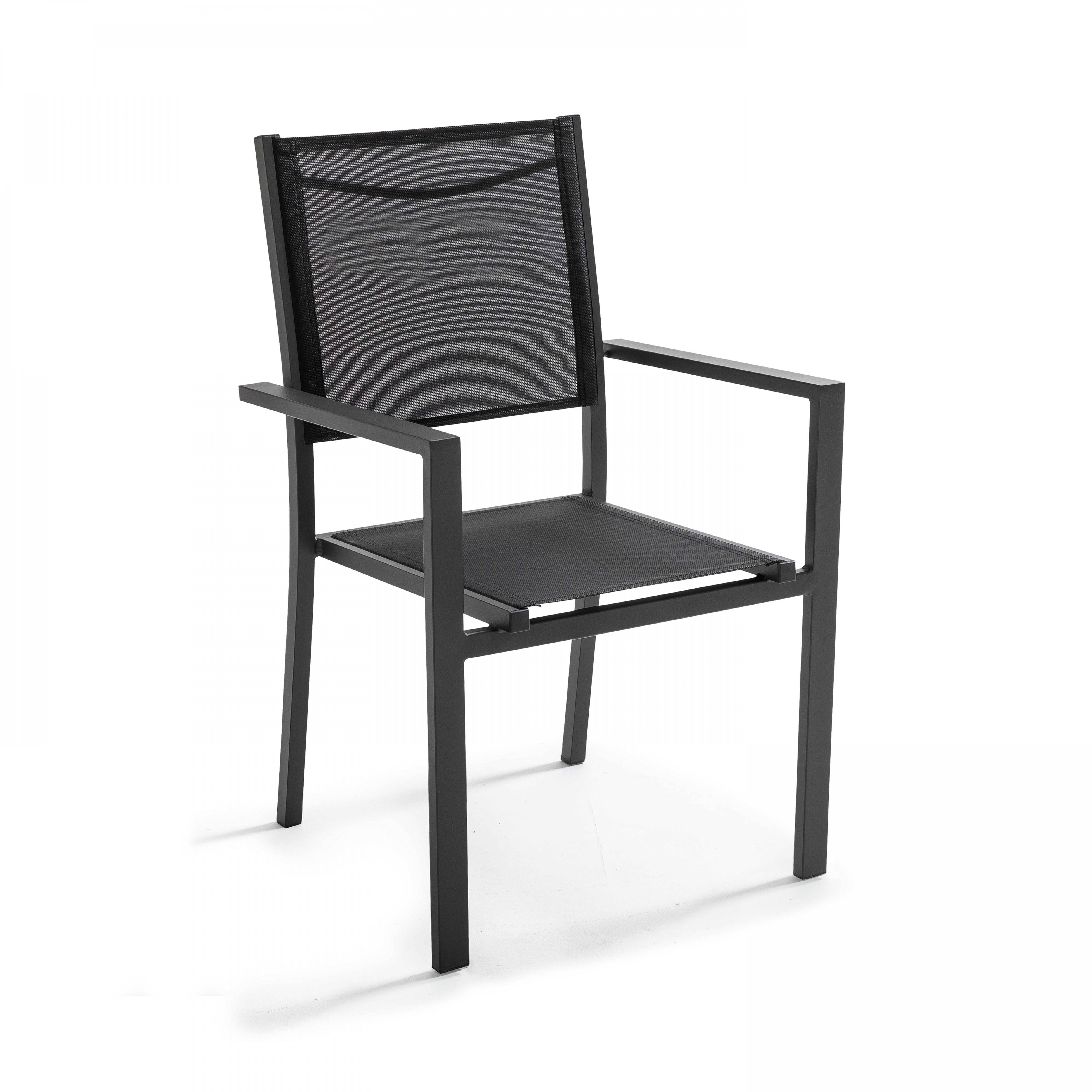 Oviala - Ensemble table de jardin et 8 chaises en aluminium gris anthracite - Oviala - Image 4