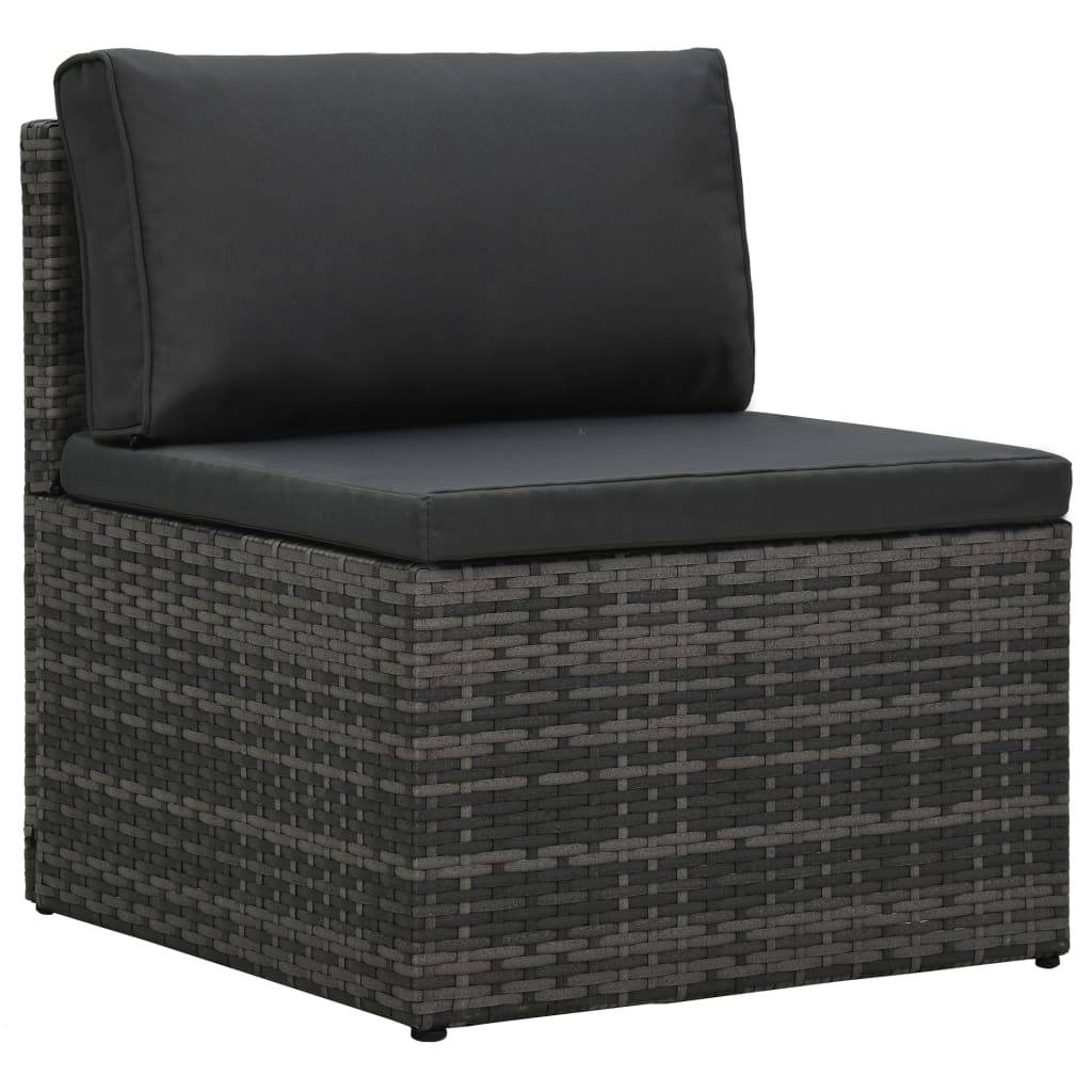 Helloshop26 - Salon de jardin meuble d'extérieur ensemble de mobilier 5 pièces avec coussins résine tressée gris - Image 7