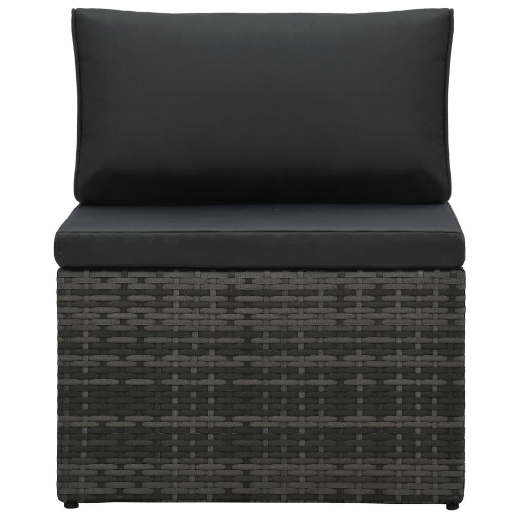 Helloshop26 - Salon de jardin meuble d'extérieur ensemble de mobilier 5 pièces avec coussins résine tressée gris - Image 8