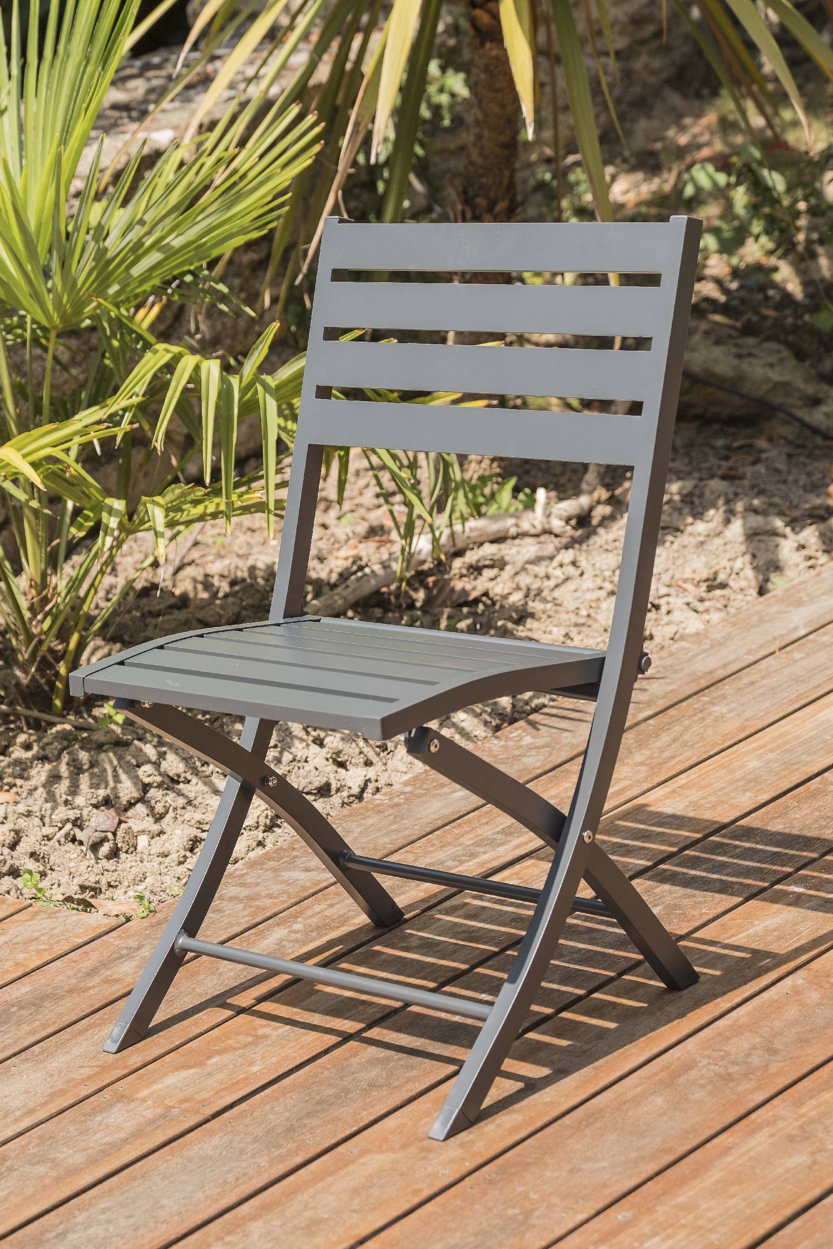 City Garden - Ensemble repas de jardin 2 places en aluminium - Gris anthracite - MARIUS - Image 3