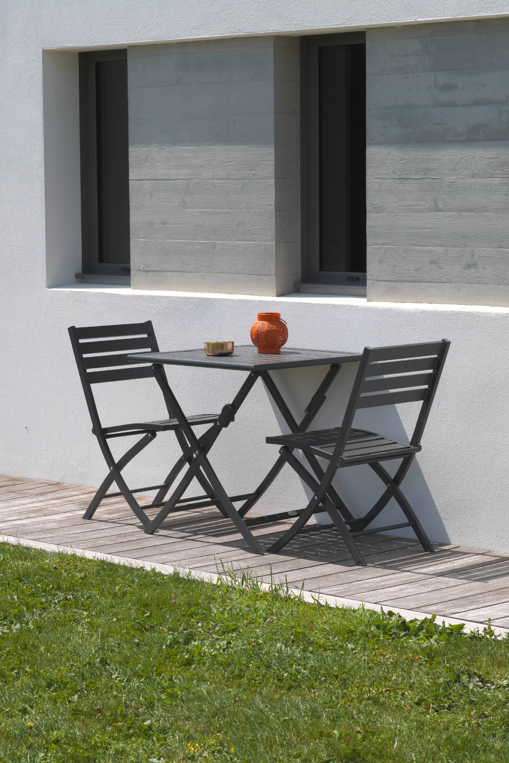 City Garden - Ensemble repas de jardin 2 places en aluminium - Gris anthracite - MARIUS - Image 7