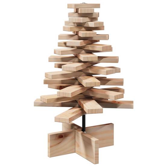 Sapin de Noël en Bois Pin Massif à Branches Rotatives 60 cm Naturel – ComfortXL Outdoor Living - Image 5