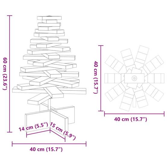 Sapin de Noël en Bois Pin Massif à Branches Rotatives 60 cm Naturel – ComfortXL Outdoor Living - Image 8