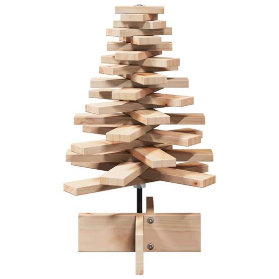 Sapin de Noël en Bois Pin Massif à Branches Rotatives 60 cm Naturel – ComfortXL Outdoor Living - Image 3