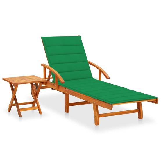 ComfortXL - Transat Extérieur Acacia Table & Coussin Vert Terrasse 200cm – ComfortXL Outdoor Living - Image 1